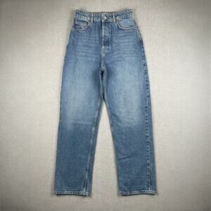 Topshop Jeans Womens 8 Blue Relaxed Straight Leg High Rise Medium Wash Denim